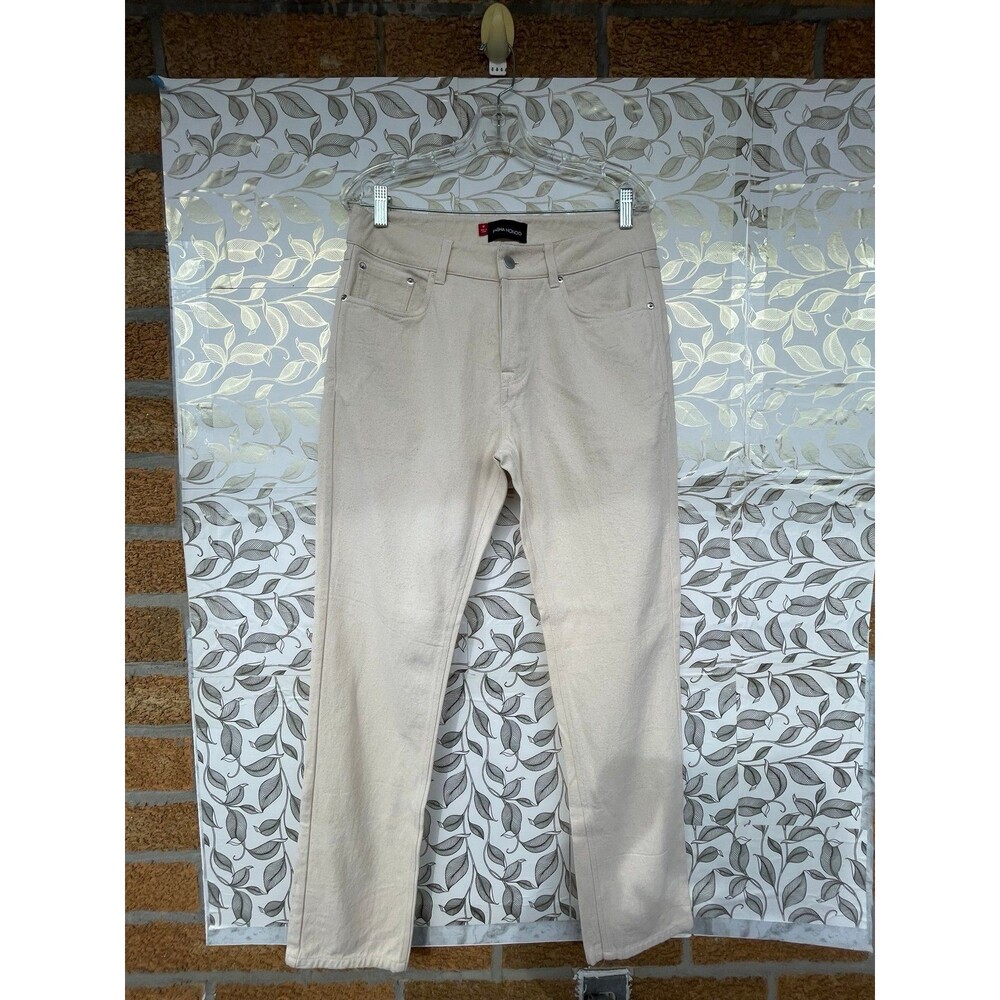 Misha Nonoo Cream Button Fly Pants Size M Quiet Luxury Minimalist Trousers